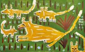 Trevor ‘Turbo’ Brown Dingo Playing with its Young, 2009 199 x 121cm, Acrylic on linen