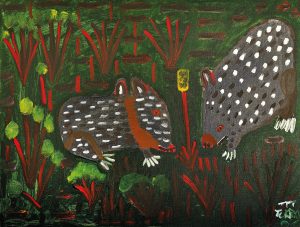 Trevor ‘Turbo’ Brown Wombats Looking for Breakfast, 2008 123 x 92cm, Acrylic on linen